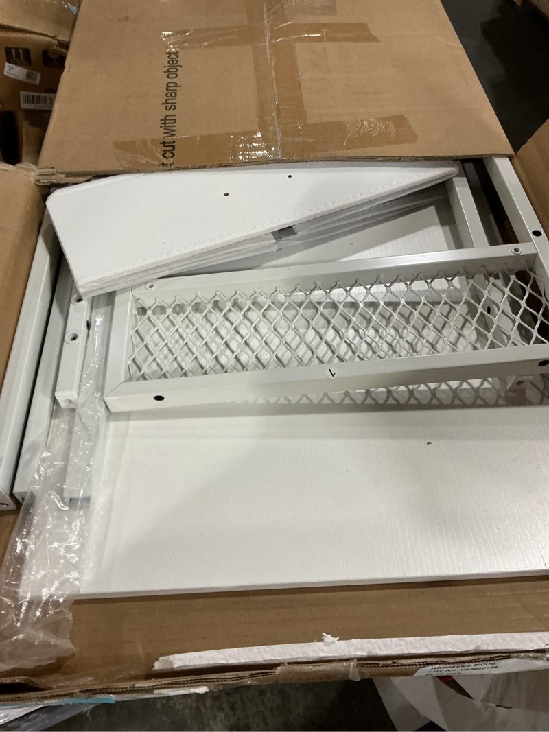 Condition photo showing Good Condition for Furologee White Small Computer Desk with 2 Fabric Drawers for Bedroom,34 Inch Simple Home Office Writing Desk, Vanity Desk with Hooks, Study Table for Adults Student Small Spaces White 34 Inch