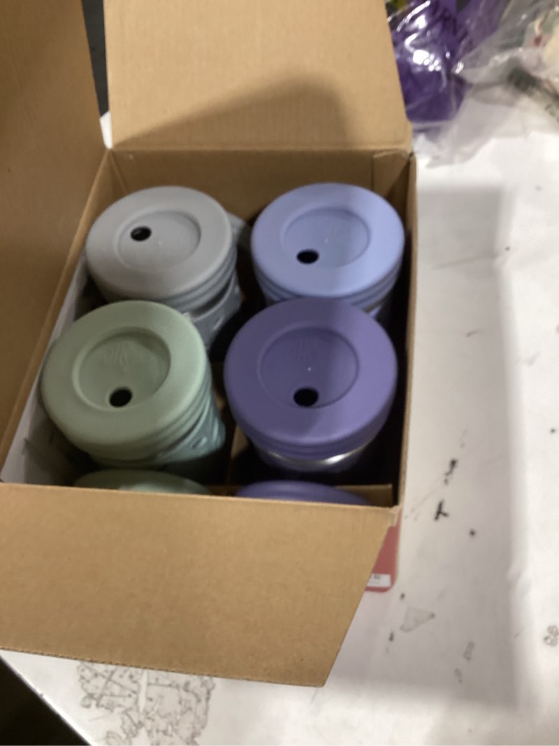 Condition photo showing Good Condition for elk and friends 10oz stainless steel kids + toddler drinking cups | the original mason jar with sleeves + lids | silicone straws | smoothies | storage jar | spill resistant | dishwasher safe | 4 pack sage/misty blue/grey/navy 10oz