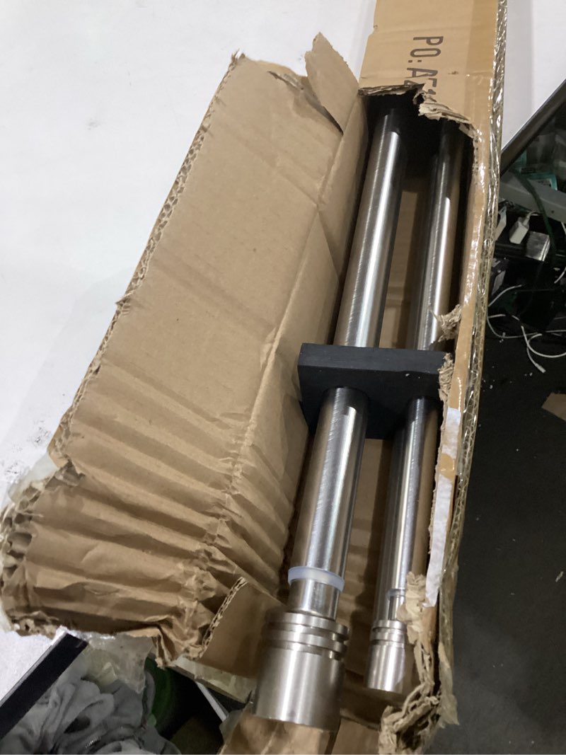 Condition photo showing As Is for double curtain rods 72-144 inches for windows, 1 inch diameter adjustable heavy duty drapery rod with aluminum alloy brackets and finials, modern stylish dual curtains rod, brushed nickel brushed nickel 72"-144"