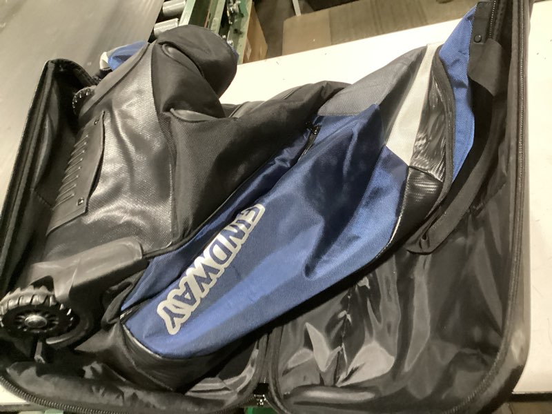 Condition photo showing As Is for findway golf travel bags for airlines with wheels and abs hard case top, protect your clubs, waterproof 1680d oxford fabric and oversize tank wheels, lightweight and easy to maneuver blue