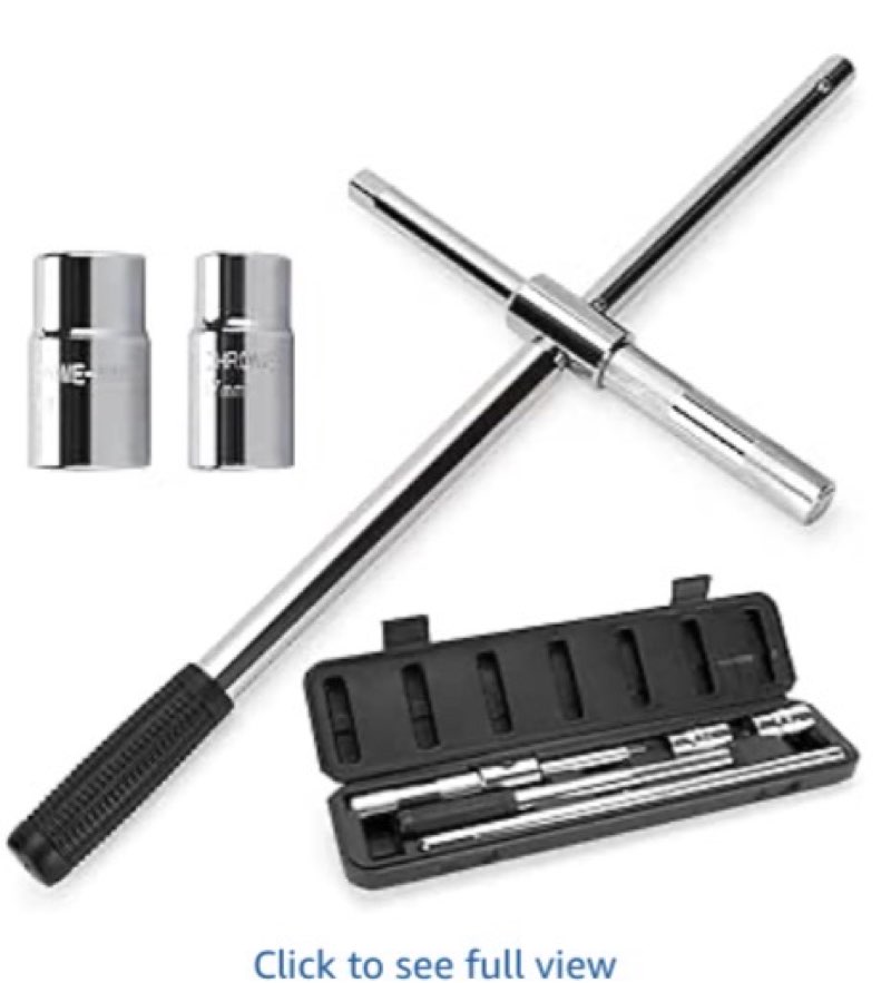 Zpana 23" Extended Car Lug Wrench, 4 Way Steel Tire Nut Wrench Set with 1/2 Drive & 17/19 21/23mm St