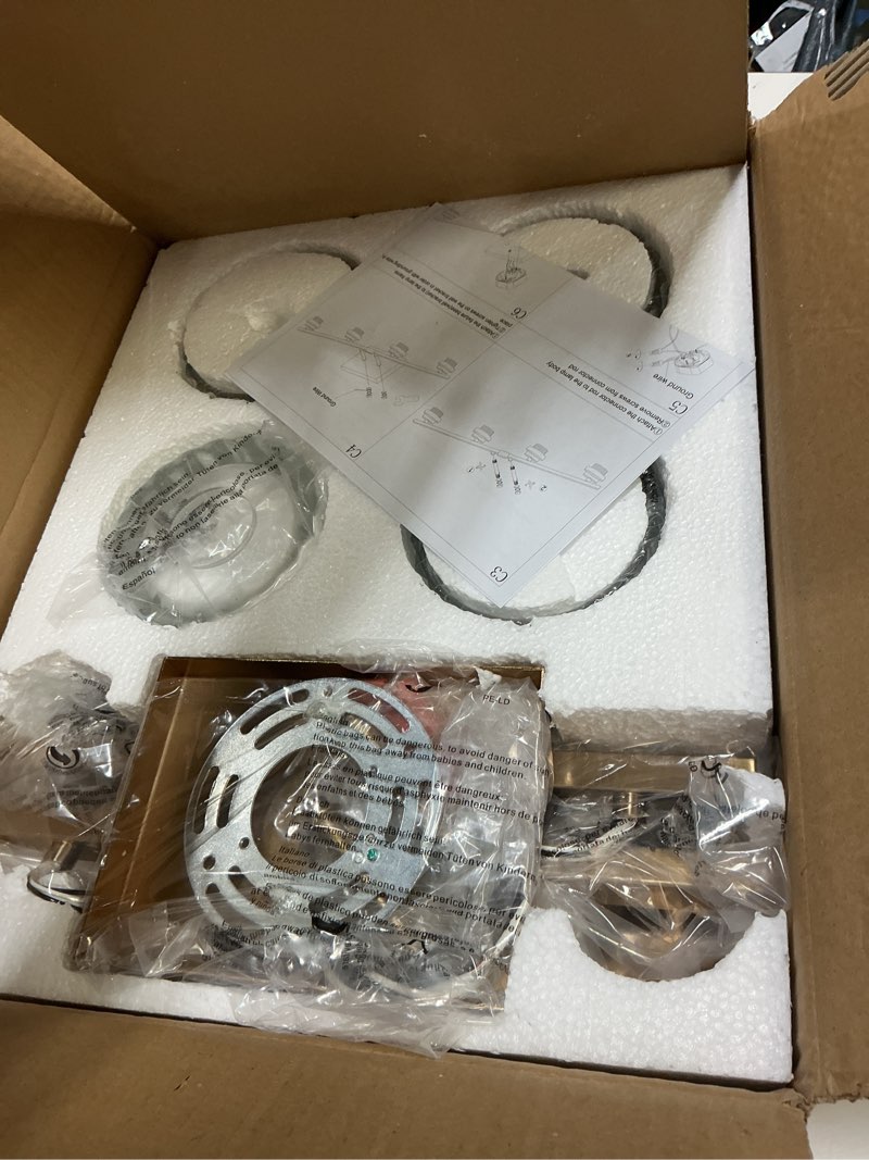 Condition photo showing New/Like New for taloya 27 inch bathroom light fixtures,modern 4-light brushed gold vanity lights with wide vertical ribbed thickened glass shade wall sconces for mirror makeup room hallway?bulbs not included? gold 4 light