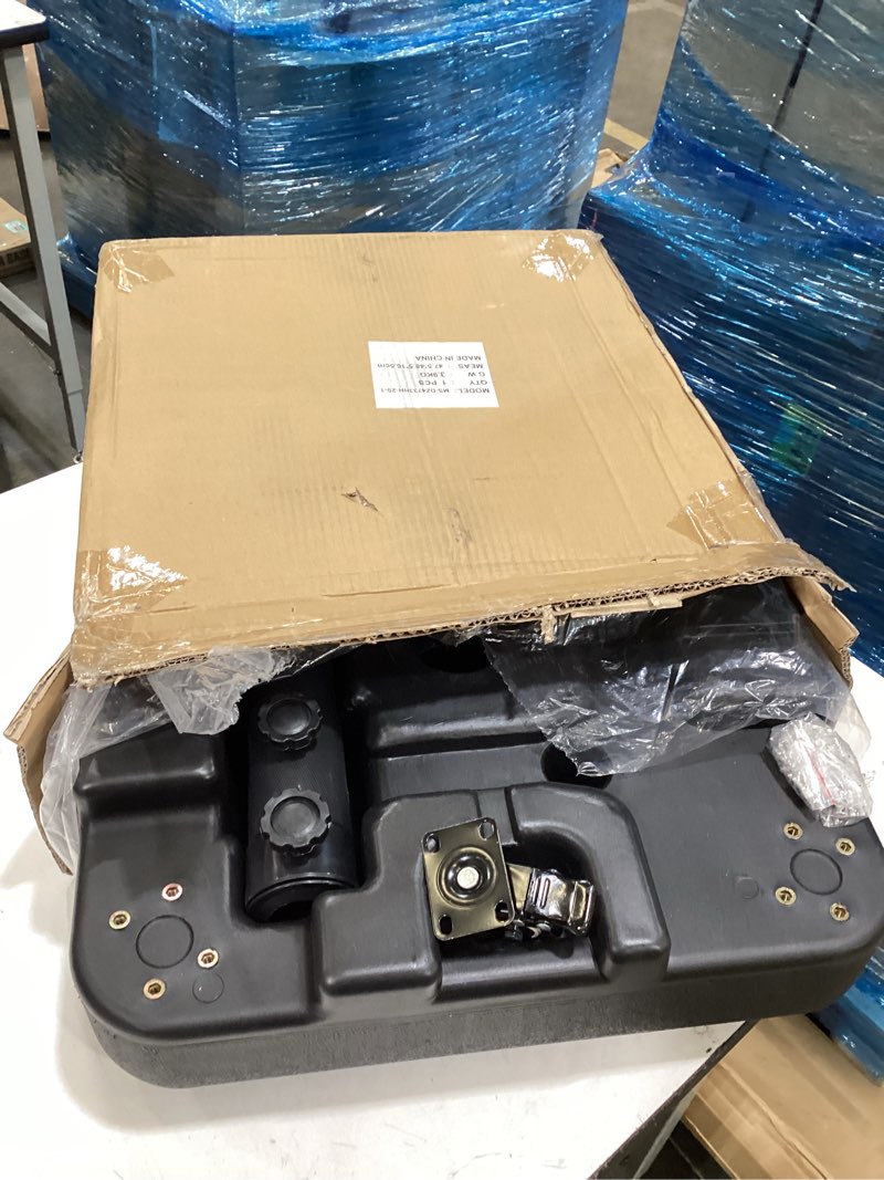 Condition photo showing As Is for patio umbrella base heavy duty with wheels square market stand for outdoor 4 locks 2 knobs 125lb capacity, black