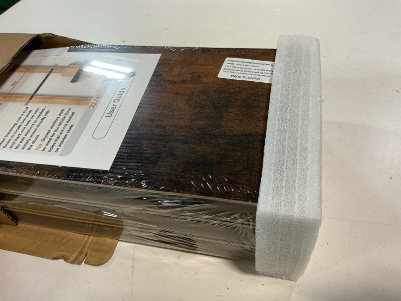Condition photo showing New/Like New for bayka floating shelves for wall, 22.5 inch rustic wood wall mounted shelving for bathroom, bedroom, living room, kitchen & book, hanging display decor shelf with 22 lbs (rustic brown,set of 3) b. rustic brown - americana farmhouse style 3 22.5inches