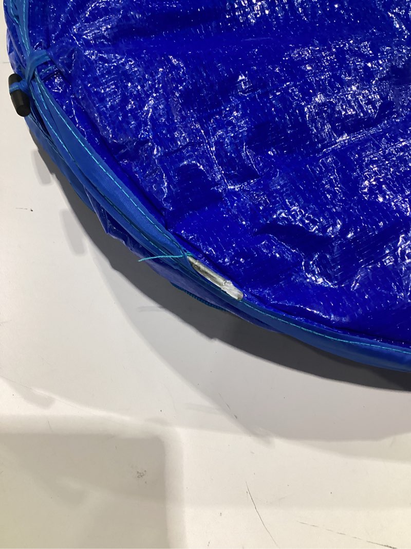 Condition photo showing As Is for Coghlan's Pop-Up Lightweight Recycle Can – Collapsible Waste Bin for Camping, Travel, and Outdoor Use – Durable, Portable, and Space-Saving – 29.5 Gallon Blue Recycle Can - Lightweight, WIRE IS COMING OUT