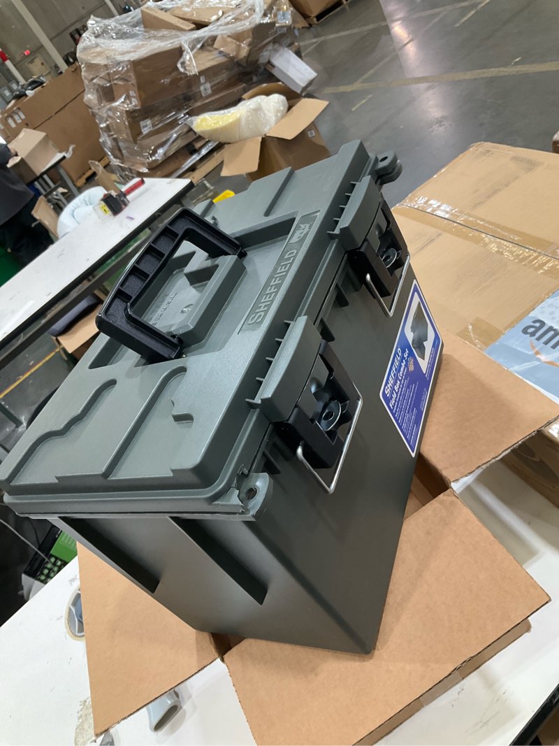 Condition photo showing Good Condition for sheffield ammo box made in usa, stackable lockable ammo storage box, green | xl & standard lockable storage box, water & dust resistant dry box, secures hunting gear, gun accessories, supplies, bullets