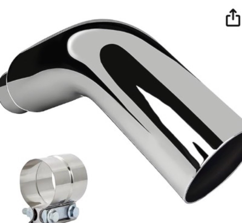 universal 5" to 8" exhaust elbow pipe with steel clamp - silver chrome or black painted for car, truck & diesel