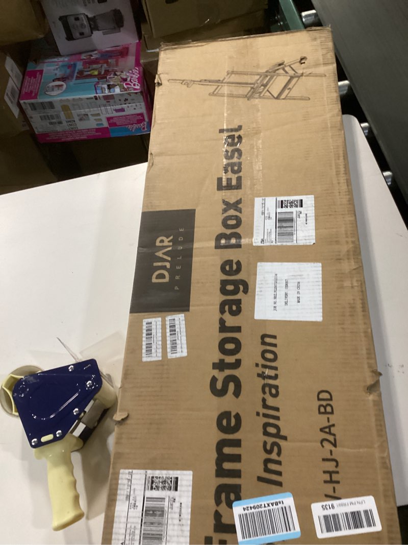 Condition photo showing New/Like New for DJAR Art Easel for Painting with Storage Drawer, Middle Mast Adjustable to 75", Solid Beech Wood Artist H-Frame Easel for Adults, Students, Hold Canvas up to 36", Natural