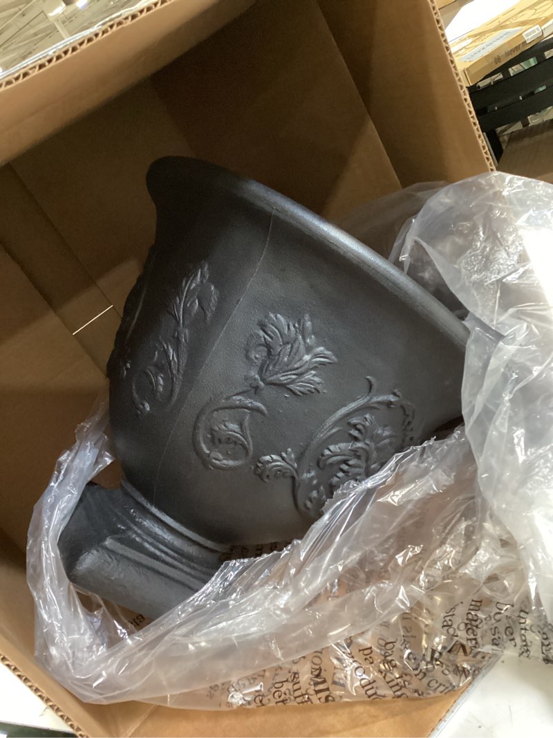 Condition photo showing Good Condition for arbora 16" provence urn polyresin indoor and outdoor planter with black finish - durable, weatherproof, lightweight, large plant pot for patio, garden, deck, entryway