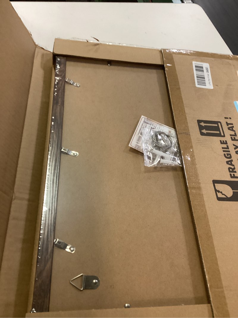 Condition photo showing New/Like New for 16x20 Frames Set of 2, Rustic Brown Wood Style - Display 16 x 20 Picture without Mat or 11x14 Picture with Mat, Wall Mounting Horizontal and Vertical Rustic Brown 16x20 in