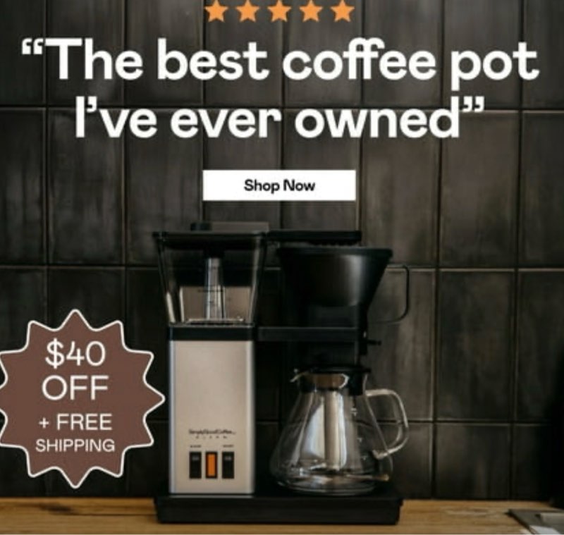 SimplyGoodCoffee Brewer - The best automatic drip coffee flavor possible at the flip of a switch