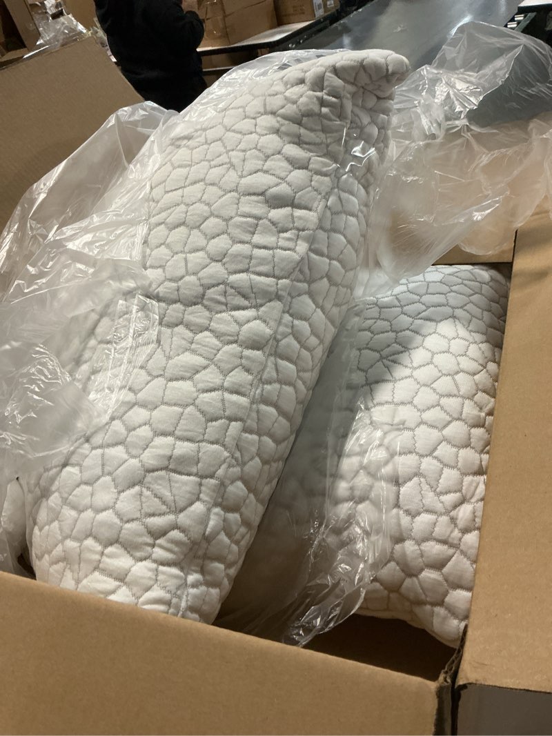 Condition photo showing As Is for Cooling Pillows for Sleeping 2 Pack, Adjustable Shredded Memory Foam Pillows Queen Size Set of 2, Firm Bed Pillows for Side Back Stomach Hot Sleepers, Cold Pillow with Removable Washable Cover Queen(Pack of 2) 2