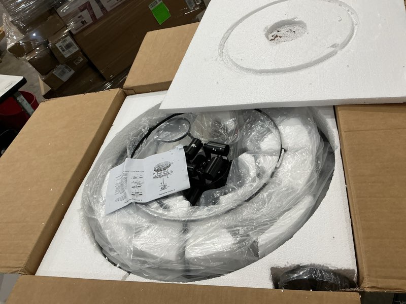 Condition photo showing Good Condition for 24'' smoke gray crystal chandelier black modern luxury light fixture for dining room 4-tier round hanging pendant ceiling lighting for entryway foyer living room bed room adjustable height black & smoke gray crystal 24''