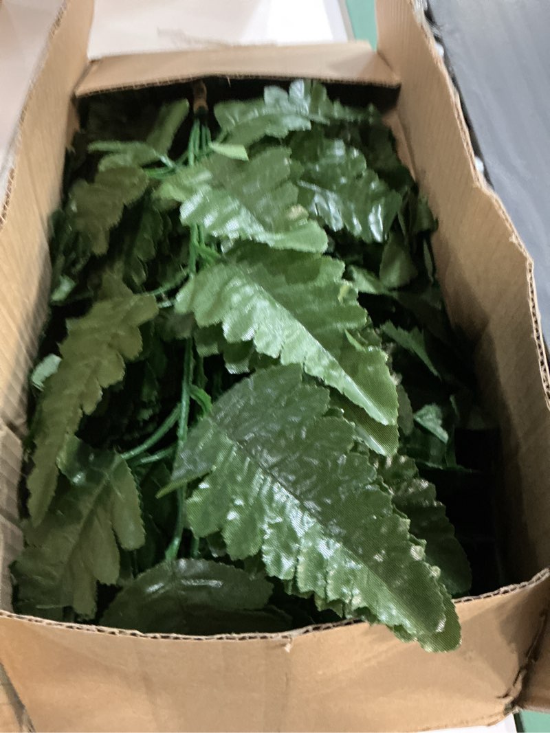 Condition photo showing As Is for xonor artificial silk leaf fern - artificial fern leaves stem faux greenery plant for cemetery grave headstone wedding home garden decoration (200pcs, dark green) 200 dark green