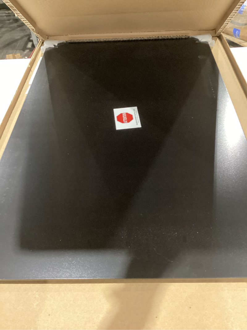 Condition photo showing Good Condition for u brands glass dry erase board, 24" x 36", black surface with silver grommets, frameless, includes marker with built-in eraser 36"w x 24"h