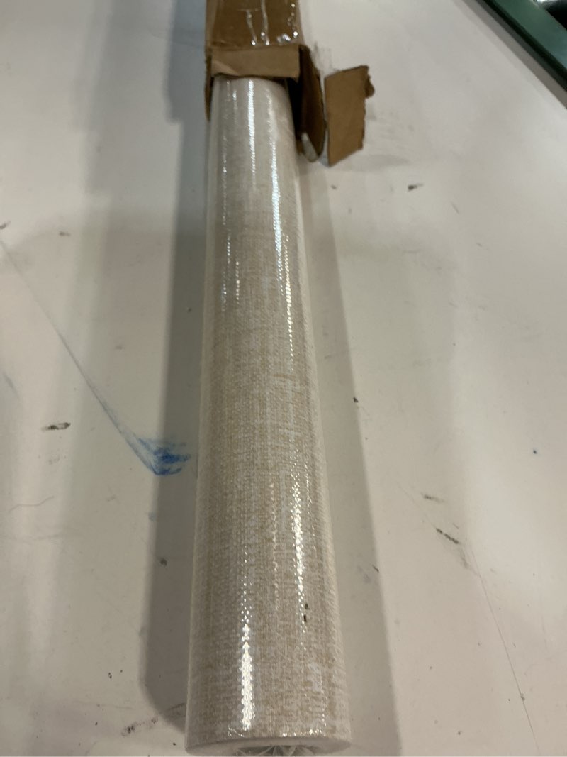 Condition photo showing New/Like New for WADILE Grasscloth Peel and Stick Wallpaper 23.6in x 118in, Textured Contact Paper for Cabinets, Faux Linen Wall Paper Pull and Stick, Fabric Vinyl Wallpaper Self Adhesive Beige 23.6" x 118" Beige