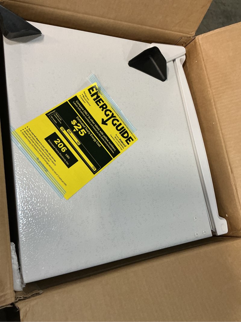 Condition photo showing New/Like New for Igloo 3.2 Cu.Ft. Single Door Compact Refrigerator with Freezer - Slide Out Glass Shelf, Perfect for Homes, Offices, Dorms - White