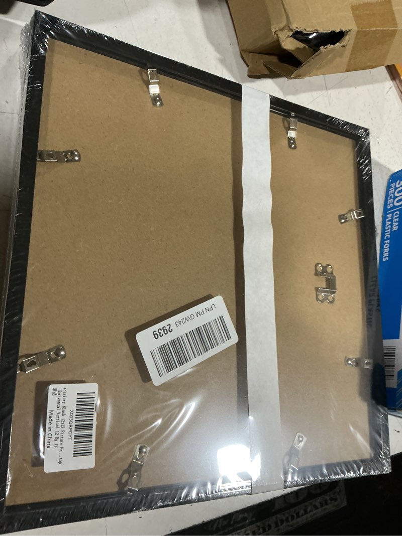 Condition photo showing Good Condition for 12x12 picture frame set of 2, black square photo frames high transparent wall gallery desktop horizontal vertical for canvas collage photo poster certificate 12 x 12 inches black 12x12