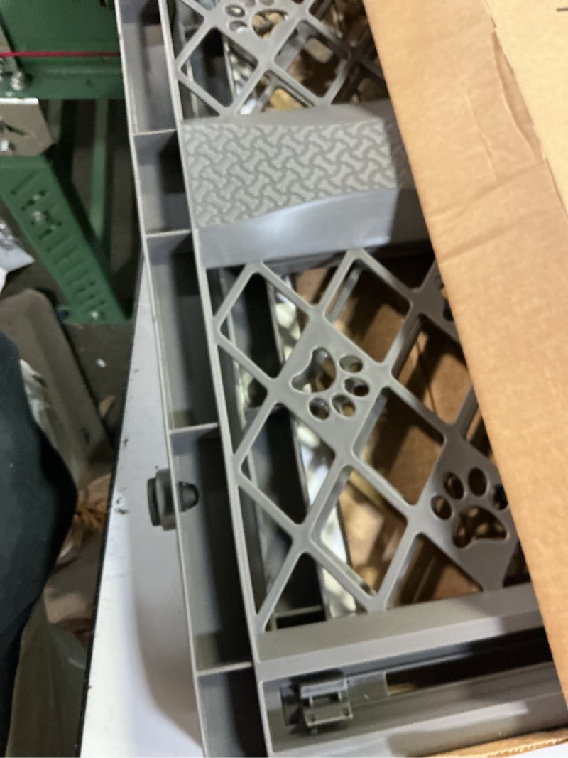Condition photo showing Good Condition for mypet north states paws portable pet gate: 26-40" wide. pressure mount. no tools needed. made in usa, 23" tall, expandable, durable dog gates for doorways, fieldstone gray