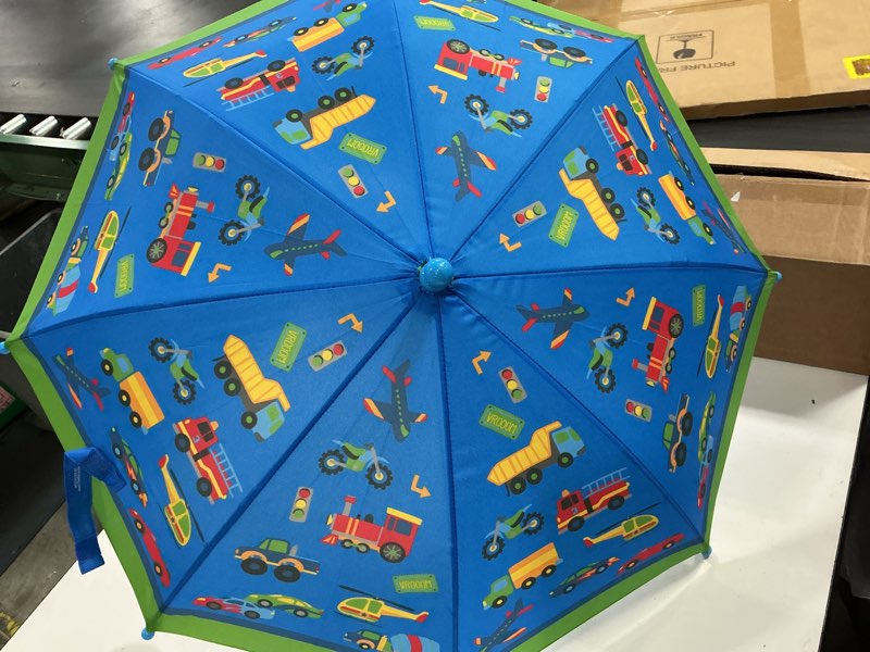 Condition photo showing Good Condition for stephen joseph, toddler and little kid umbrella with pinch free closure and colorful design transportation