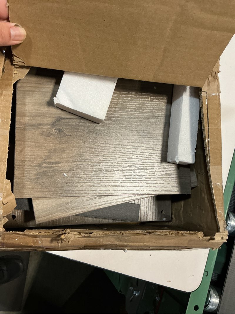 Condition photo showing As Is for HOOBRO End Table with Charging Station, Flip Top Side Table with USB Ports, Narrow Nightstand Bedside Tables with Storage Shelves, for Small Space, Living Room,Greige and Black BG141UBZ01 1 Greige + Black