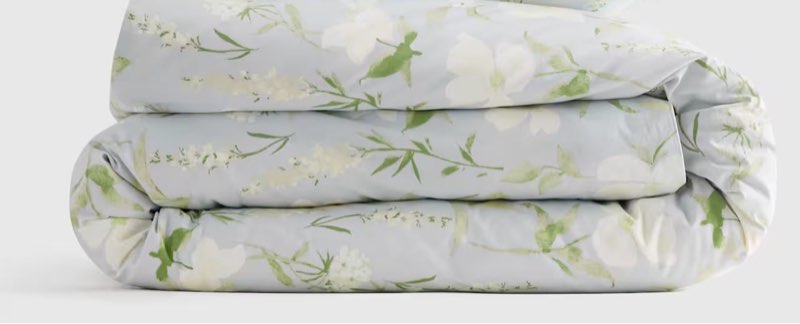 quince organic crisp percale floral duvet cover king /blue garden 