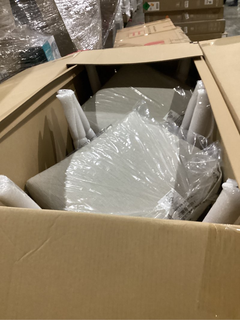 Condition photo showing New/Like New for Signature Design by Ashley Seton Creek Casual Nuvella Weather Resistant Fabric, Resin Wicker Swivel Outdoor Bar Height Bar Stool with Cushion, Footrest and Armrest, Set of 2, Beige & Light Gray Outdoor Barstool