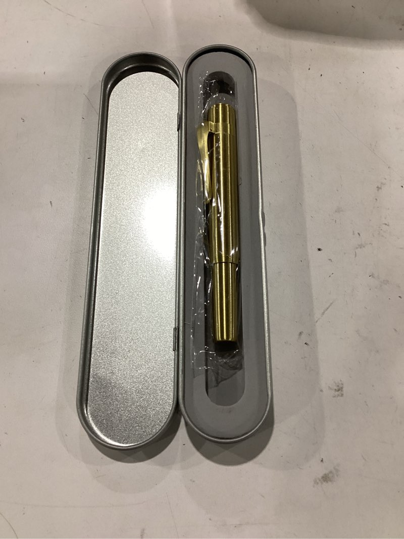 Condition photo showing Good Condition for hong dian m2 black forest mini fountain pen, fine soft golden nib & sleek shape brass short pocket travel pen (glossy brass) glossy brass fine