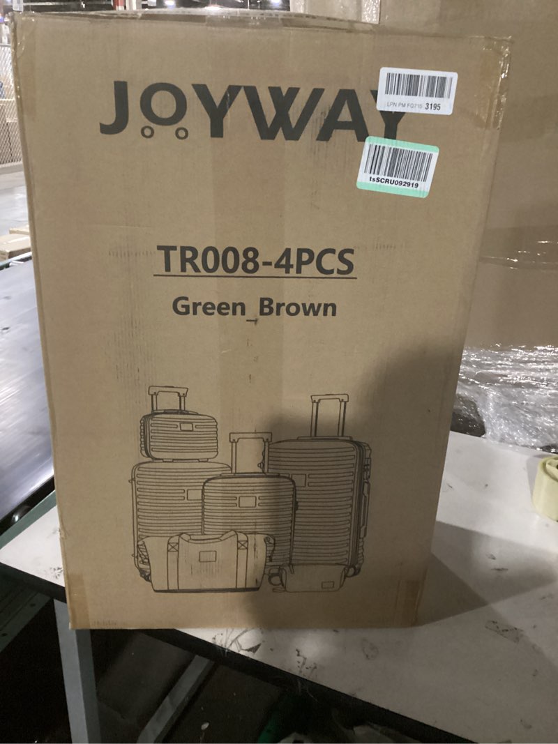 Condition photo showing New/Like New for joyway luggage set 3 piece suitcase sets with spinner wheel,hardside expandable travel laggage with tsa lock (13/20/24/28 green brown green brown 6 piece set (13/20/24/28inch)