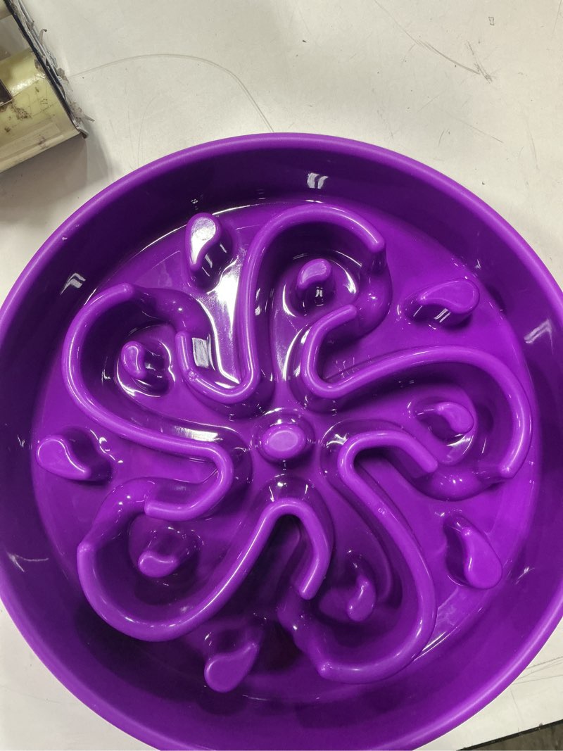 Condition photo showing Good Condition for Outward Hound Large Slow Feeder Bowl, Puzzle Maze for Fast Eaters, Medium to Large Dogs, Helps Prevent Bloat & Aid Digestion, Holds 4 Cups Wet or Dry Food, Non-Slip, Made Without BPA, Purple Purple Large