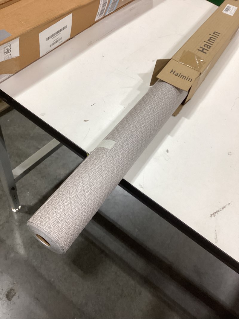 Condition photo showing Good Condition for Haimin Fabric Wallpaper Textured Contact Paper (24in X 393in) Gray Grasscloth Wallpaper Peel and Stick Faux Linen Wall Paper Self-Adhesive Vinyl Looks Like Woven Straw