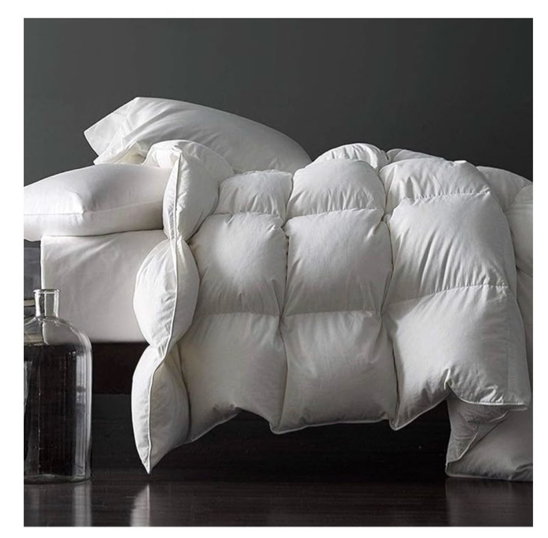 royoliving premium feathers down duvet insert comforter oversized king size all season medium warmth white 100% cotton cover with corner tabs (120x98, 77 oz)
