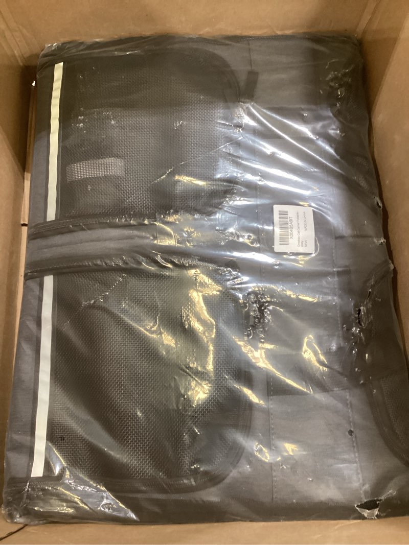 Condition photo showing Good Condition for Cat Carrier for 2 Cats, Foldable Double Cat and Dog Carrier, Small to Medium Size, 2 Front Zippered Compartments,Two Pets Carrier for Outdoor Travel,Mulitple Cat Carrier, Grey Gray with 2 Pocket