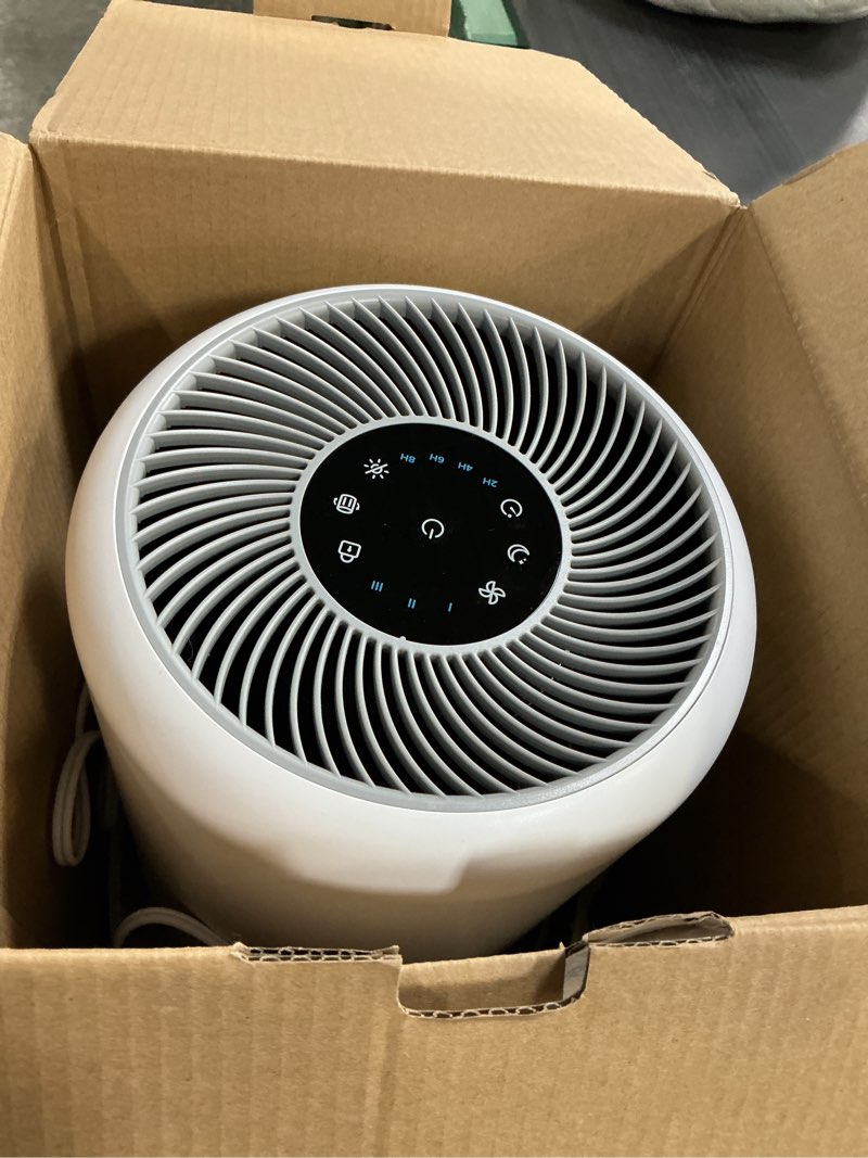 Condition photo showing As Is for levoit air purifier for home allergies pet hair in bedroom, covers up to 1073 ft² by 56w high torque motor, aham verifide, 3-in-1 filter with hepa sleep mode, remove dust smoke odor, core300-p, white
