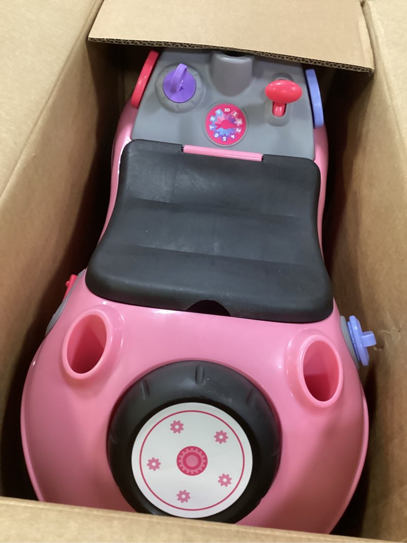 Condition photo showing Good Condition for Radio Flyer Creativity Car, for Toddlers 1-3, 3-in-1 Push Walker Ride On Rocket with 17 Sensory Activities, Anti-Tip Feature, Under-Seat Storage, Horn and Gears, 42 lb Capacity, Toddler Ride On Toys Pink