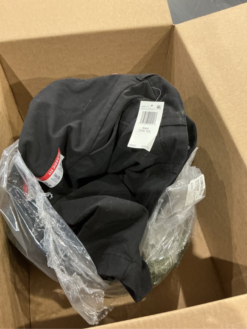 Condition photo showing As Is for izod men's big and tall performance stretch pleated pant 54w x 30l black