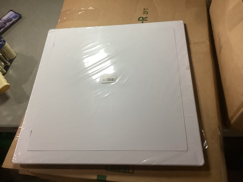 Condition photo showing As Is for suteck plumbing access panel for drywall ceiling 18 x 18 inch reinforced plastic wall access doors removable hinged white
