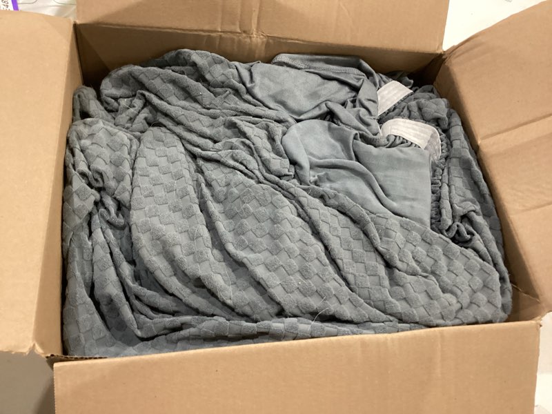 Condition photo showing As Is for ZNSAYOTX 1 Piece Jacquard Couch Covers for 3 Cushion Couch Living Room High Stretch Sofa Cover Pets Dogs Friendly Anti Slip Thickened Slipcovers Furniture Protector (Sofa, Light Grey) Large (71"-90") Light Grey