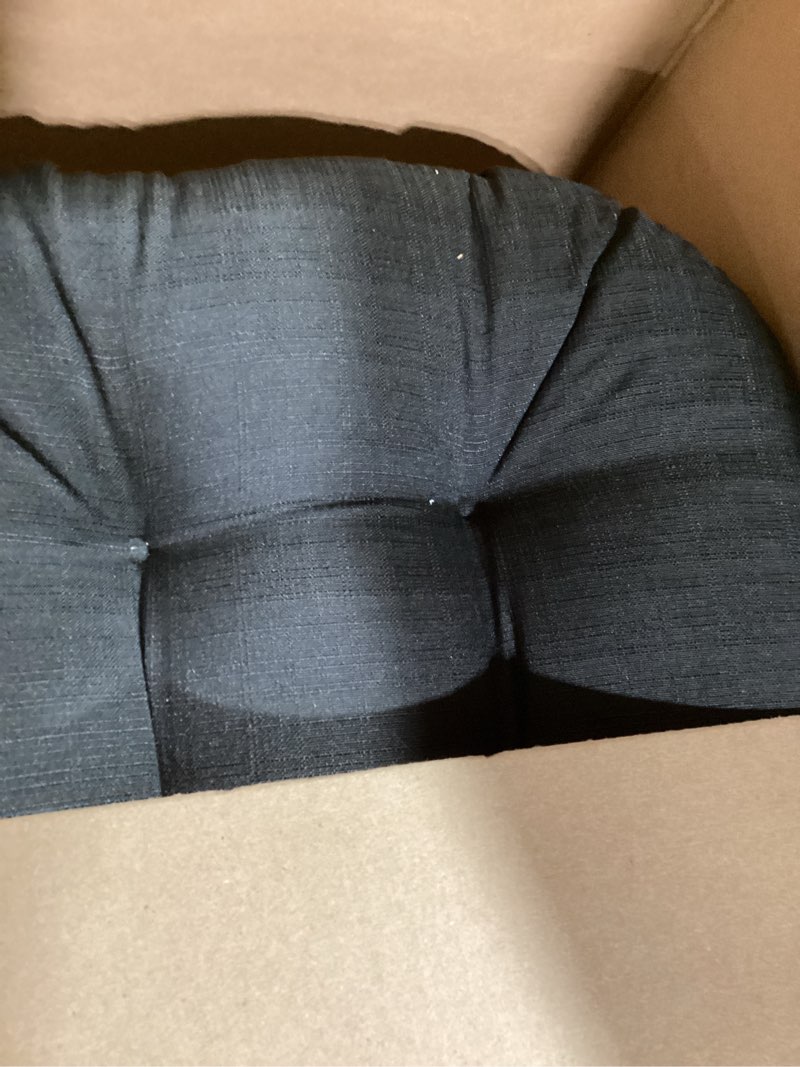 Condition photo showing item condition for Sweet Home Collection Patio Cushions Outdoor Chair Pads Premium Comfortable Thick Fiber Fill Tufted 19" x 19" Seat Cover, 2 Count (Pack of 1), Black Black 2 Pack Classic