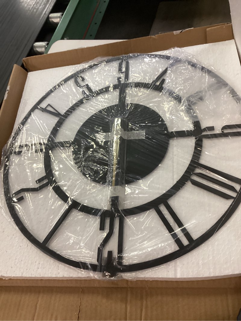 Condition photo showing New/Like New for large metal wall clock | 20 inch size silent battery operated large size analog black wall clocks | modern wall decor for living room bedroom kitchen home office