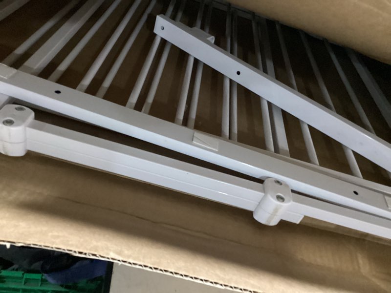 Condition photo showing As Is for grownsy baby gate for stairs- no bottom bar, 29.8” to 43.5” for child and pet, dog gate with auto-close & one-hand operation, hardware-mounted (drill needed) installation for doorways and indoor use