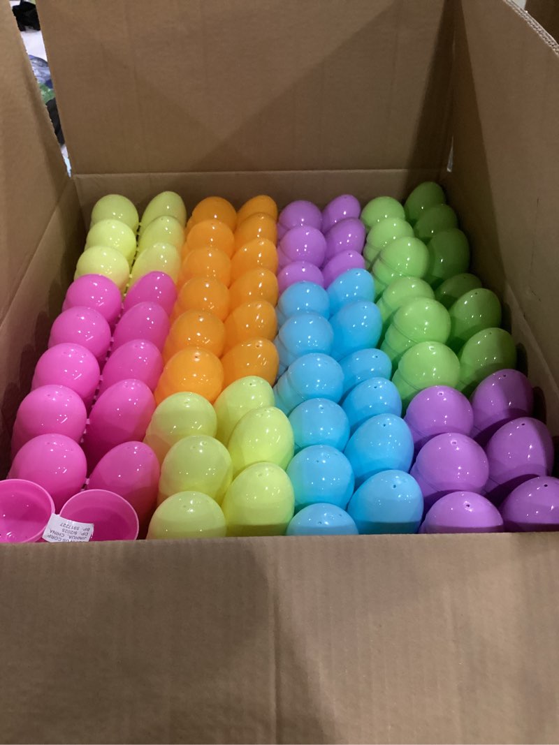 Condition photo showing As Is for joyin 3.15" pastel easter eggs, 500pcs large plastic eggs, empty colorful fillable eggshells for easter hunt, party favor, basket stuffers filler, classroom prize supplies