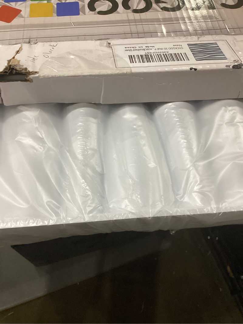 Condition photo showing New/Like New for STICKGOO 3D Wall Panels, Brushed Silver Decorative Wall Covering Panels, Wave Wall Panels for Interior Wall Decor, PVC Accent Tiles for Living Room, TV Backdrop Deep Brushed Silver