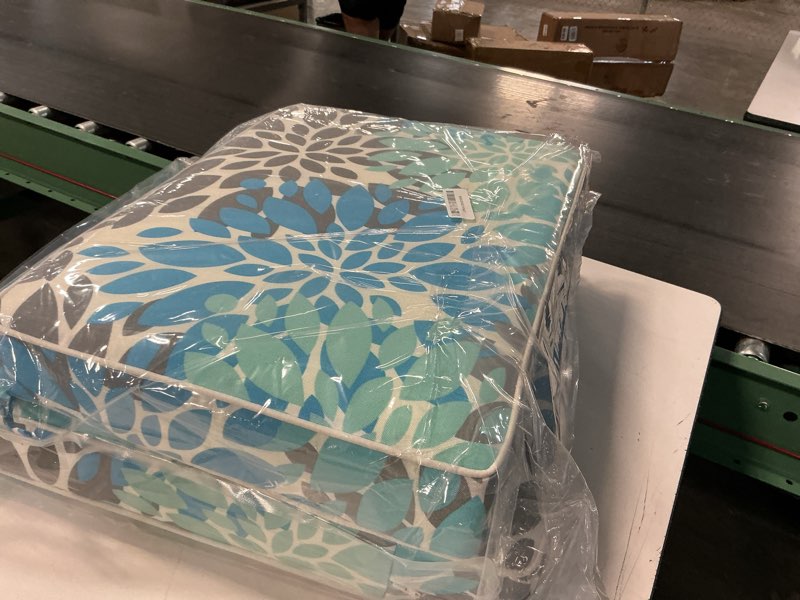 Condition photo showing Good Condition for jmgbird outdoor chair cushions set, water resistant seat cushions 22 x 22 inch with ties, outdoor cushions for patio furniture light blue with white