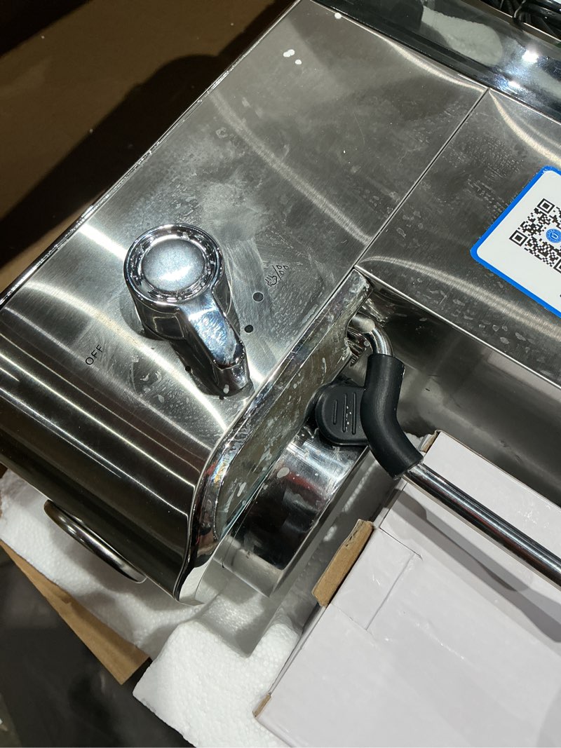 Condition photo showing As Is for xixubx 20bar espresso machine, compact espresso maker with milk frother, stainless steel coffee machine for cappuccino&latte, 42oz water tank, visible pressure gauge, home&office, silver