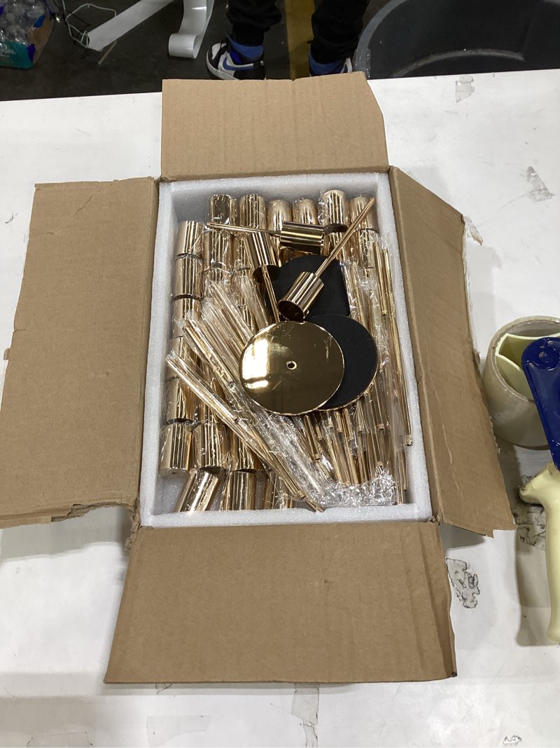 Condition photo showing New/Like New for Gold Candlestick Holders - Bulk Decorative Metal Candelabra for Taper Candles, Fits 0.8 Inch Diameter, Gold Taper Candle Stands for Wedding, Home, Party Table Decor (Set of 54) Gold 54 pieces