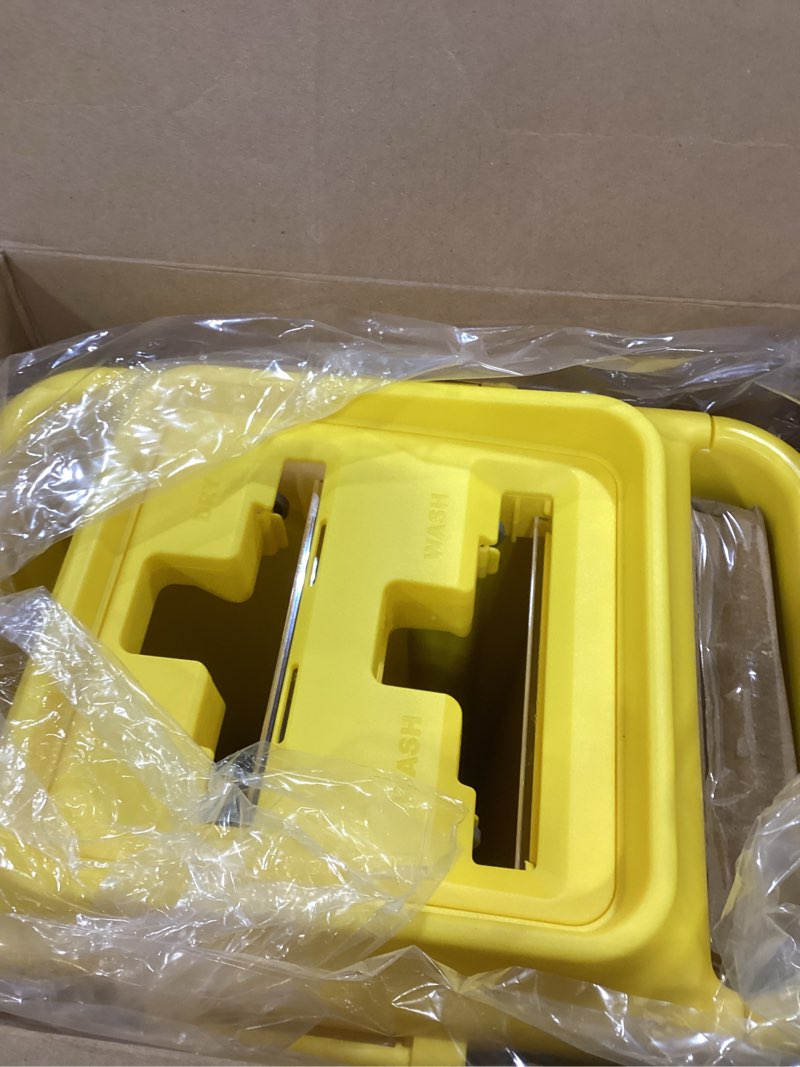 joymoop industrial mop and bucket set, 17.7-inch dust mops for floor cleaning, flat mop bucket with wringer, include 2 reusable microfiber mop pads - yellow 17.7" mop-head - 60" mop + 2mop pads