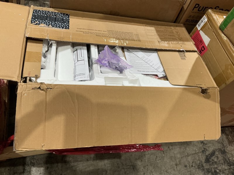 Condition photo showing As Is for ge 30" over-the-range microwave, 1.6 cu. ft., 1000 watts, 300 cfm hood vent, led lighting, auto defrost, easy mount install, stainless steel, jvm3160rfss