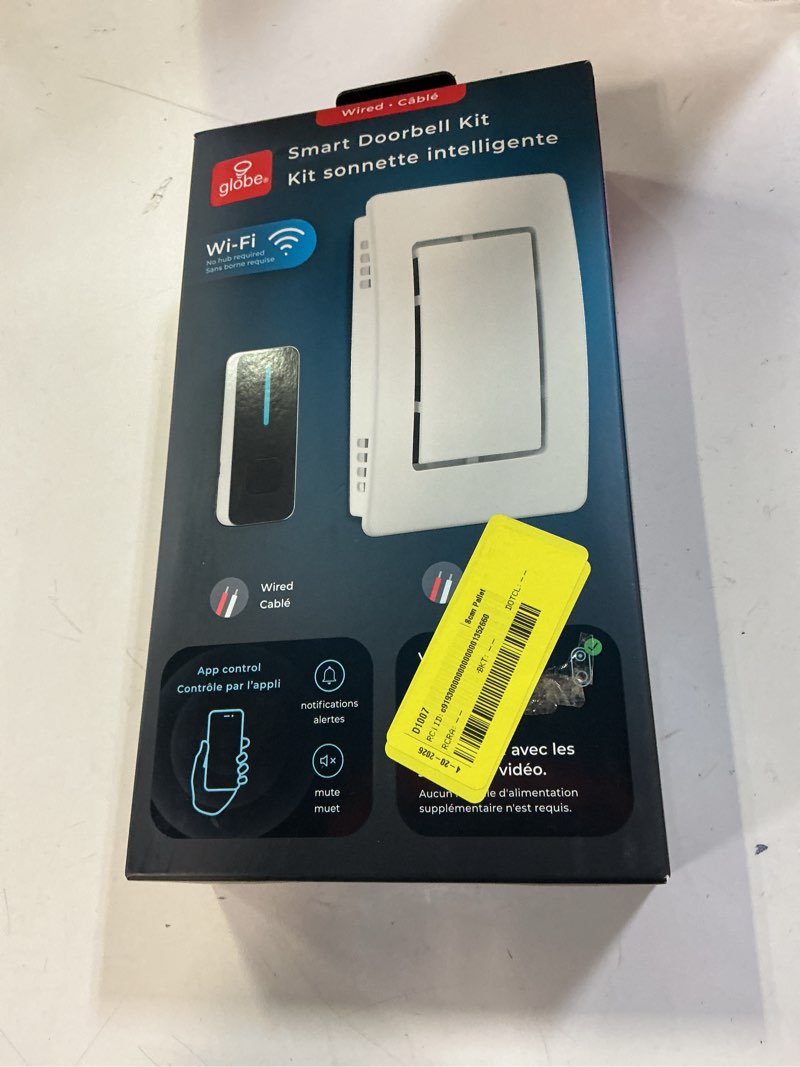 Condition photo showing New/Like New for heath zenith wired smart doorbell kit, white, black, plastic, chime, button, 2 melodies, muted option, notifications, no hub required, wi-fi