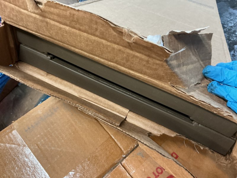 Condition photo showing Good Condition for 12"W x 61"H Lifetime Vinyl, TailorMade Cathedral Top Center Mullion, Open Louver Shutters, w/Shutter-Loks (Per Pair), 385 - French Roast